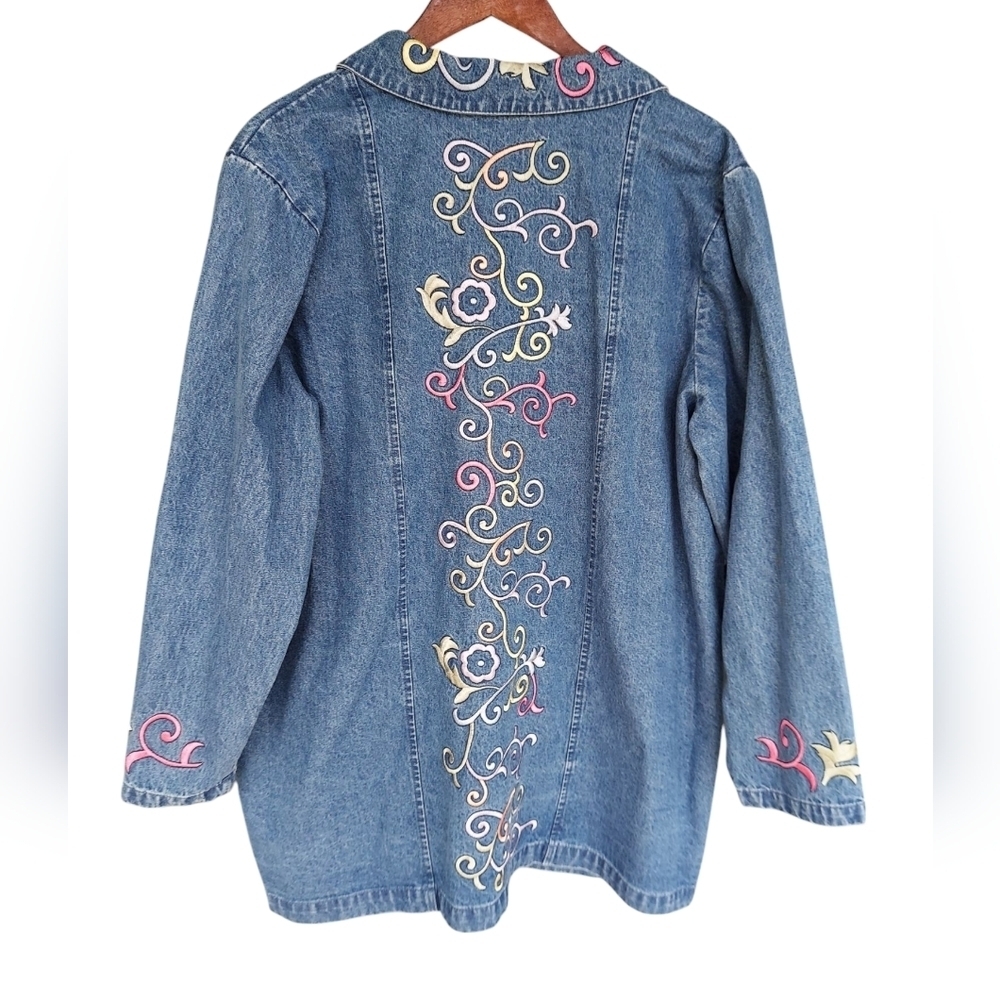 Embroidered Denim Barn Chore Lightweight Jacket
